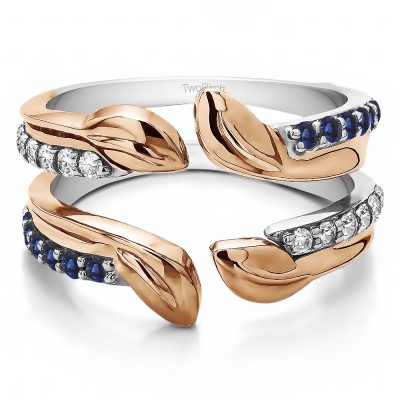 0.46 Ct. Open Leaf Ring Guard in Two Tone Gold