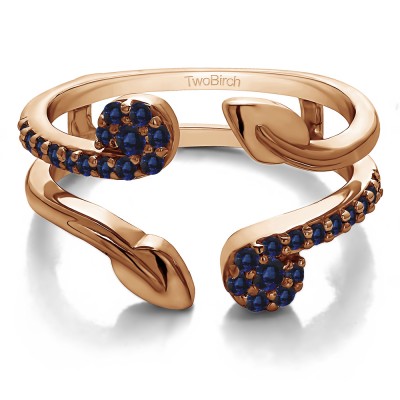 0.42 Ct. Sapphire Two Stone Leaf Ring Guard Enhancer in Rose Gold