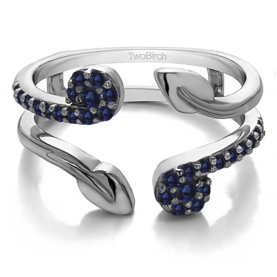 0.42 Ct. Sapphire Two Stone Leaf Ring Guard Enhancer