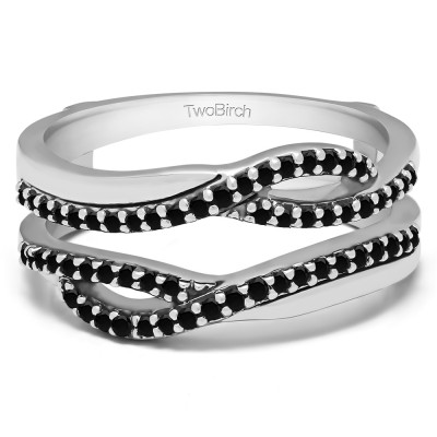 0.39 Ct. Black Stone Shared Prong Set Infinity Wedding Ring Guard