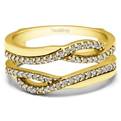 0.39 Ct. Shared Prong Set Infinity Wedding Ring Guard in Yellow Gold