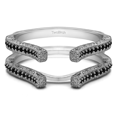 0.36 Ct. Black Stone Cathedral Vintage Filigree Ring Guard