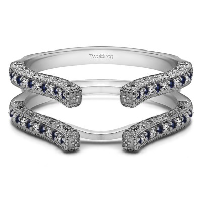 0.36 Ct. Sapphire and Diamond Cathedral Vintage Filigree Ring Guard