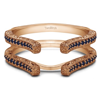 0.36 Ct. Sapphire Cathedral Vintage Filigree Ring Guard in Rose Gold