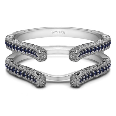 0.36 Ct. Sapphire Cathedral Vintage Filigree Ring Guard