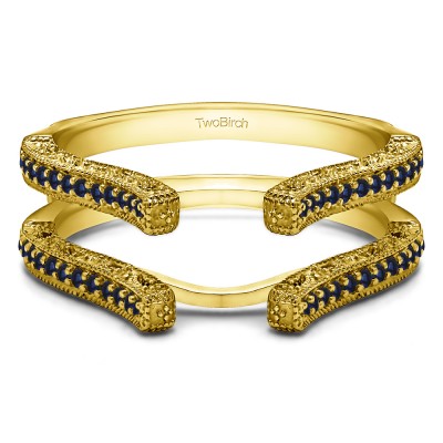 0.36 Ct. Sapphire Cathedral Vintage Filigree Ring Guard in Yellow Gold