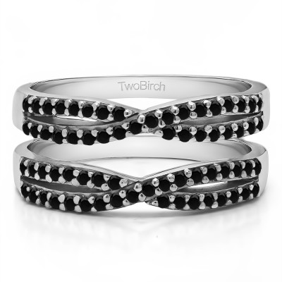 0.48 Ct. Black Stone Criss Cross Wedding Ring Guard