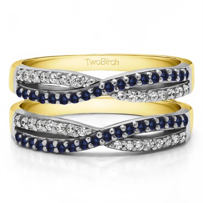 0.48 Ct. Criss Cross Wedding Ring Guard in Two Tone Gold