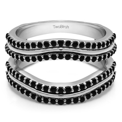 0.75 Ct. Black Stone Double Row Wedding Ring Guard Enhancer