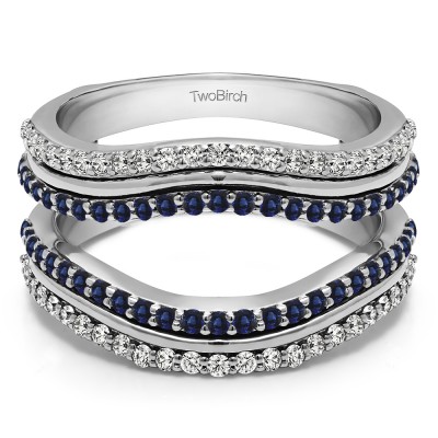 0.75 Ct. Sapphire and Diamond Double Row Wedding Ring Guard Enhancer
