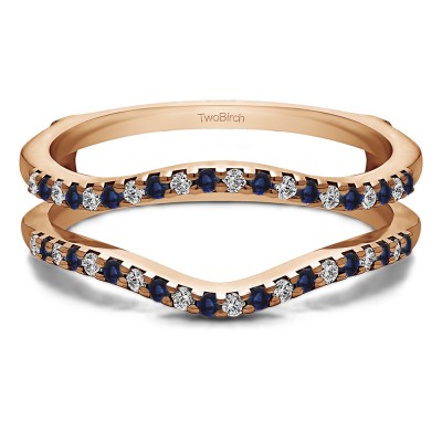 0.3 Ct. Sapphire and Diamond Double Shared Prong Contour Ring Guard in Rose Gold