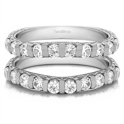 1 Ct. Vintage Engraved Bar Set Curved Ring Guard