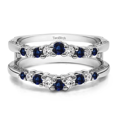0.71 Ct. Sapphire and Diamond Vintage Ring Guard with Filigree Designs