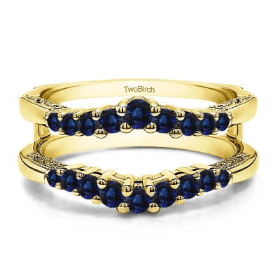 0.71 Ct. Sapphire Vintage Ring Guard with Filigree Designs in Yellow Gold