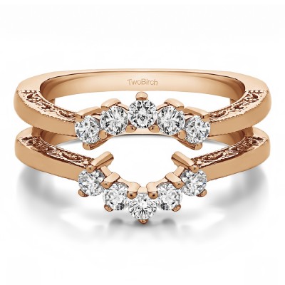 0.5 Ct. Filigree Vintage Halo Ring Guard in Rose Gold
