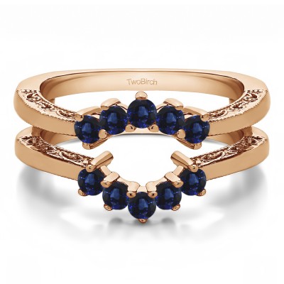 0.5 Ct. Sapphire Filigree Vintage Halo Ring Guard in Rose Gold