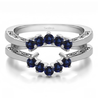 0.5 Ct. Sapphire Filigree Vintage Halo Ring Guard