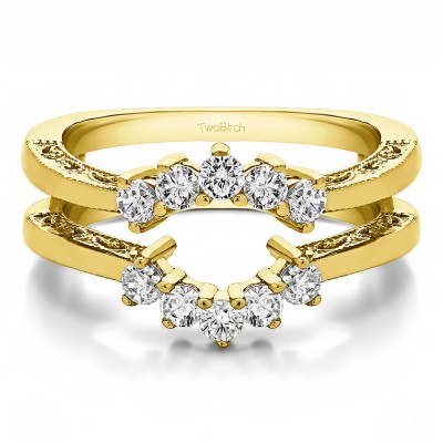 0.5 Ct. Filigree Vintage Halo Ring Guard in Yellow Gold