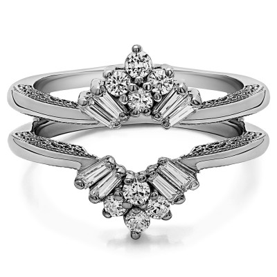 0.44 Ct. Vintage Fan Ring Guard with Millgrained Edges and Filigree Design