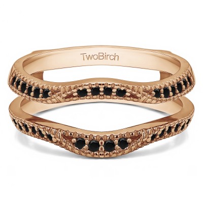 0.24 Ct. Black Stone Millgrained Edge Contour Ring Guard in Rose Gold