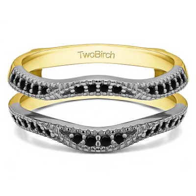 0.24 Ct. Millgrained Edge Contour Ring Guard in Two Tone Gold