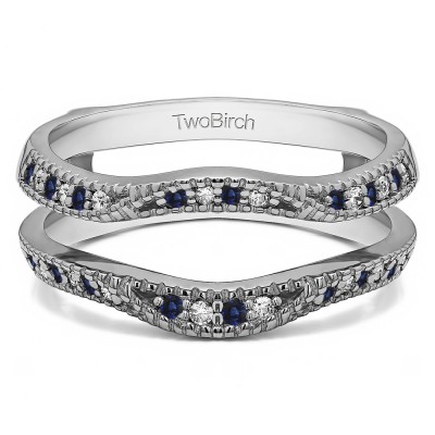 0.24 Ct. Sapphire and Diamond Millgrained Edge Contour Ring Guard