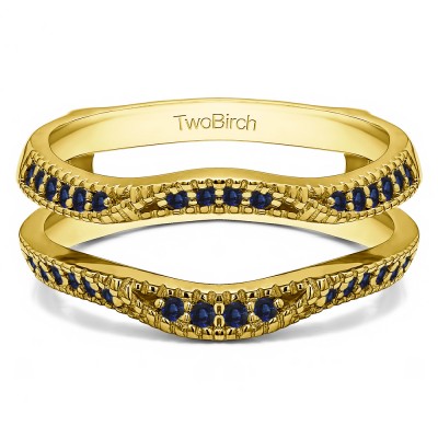 0.24 Ct. Sapphire Millgrained Edge Contour Ring Guard in Yellow Gold