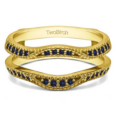 0.24 Ct. Sapphire Millgrained Edge Contour Ring Guard in Yellow Gold