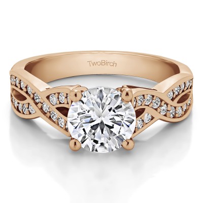 1.92 Ct. Round Engagement Ring with Infinity Shank in Rose Gold