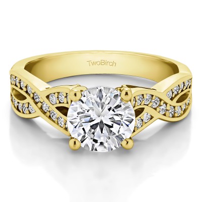 1.92 Ct. Round Engagement Ring with Infinity Shank in Yellow Gold