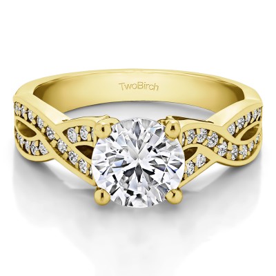 1.92 Ct. Round Engagement Ring with Infinity Shank in Yellow Gold