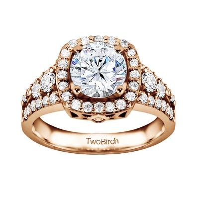 1.18 Ct. Round Halo Engagement Ring in Rose Gold