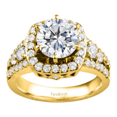 1.18 Ct. Round Halo Engagement Ring in Yellow Gold