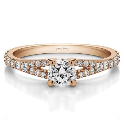 0.83 Ct. Round Delicate Split Shank Engagement Ring in Rose Gold