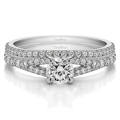 Round Split Shank Engagement Ring Bridal Set (2 Rings) (1.01 Ct. Twt.)