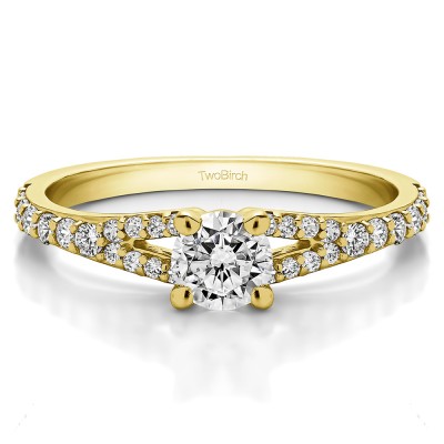 0.83 Ct. Round Delicate Split Shank Engagement Ring in Yellow Gold