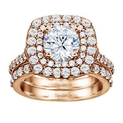 Double Halo Engagement Ring Bridal Set (2 Rings) (1.14 Ct. Twt.)