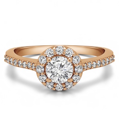 0.92 Ct. Round Halo Engagement Ring in Rose Gold