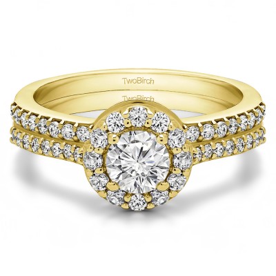 Round Halo Engagement Ring Bridal Set (2 Rings) (1.08 Ct. Twt.)