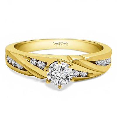 0.31 Ct. Round Infinity Shank Engagement Ring in Yellow Gold