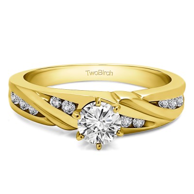 0.49 Ct. Round Infinity Wave Engagement Ring in Yellow Gold