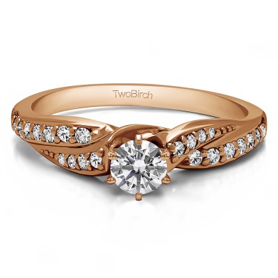 0.32 Ct. Round Infinity Wave Engagement Ring in Rose Gold