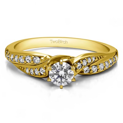 0.32 Ct. Round Infinity Wave Engagement Ring in Yellow Gold