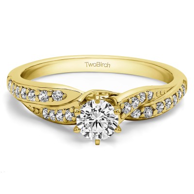 0.46 Ct. Round Twisted Shank Engagement Ring in Yellow Gold