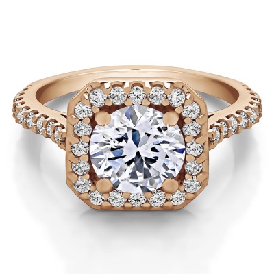 2.12 Ct. Round Halo Engagement Ring in Rose Gold