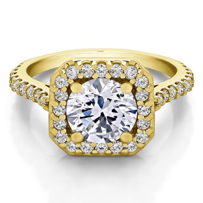 2.12 Ct. Round Halo Engagement Ring in Yellow Gold