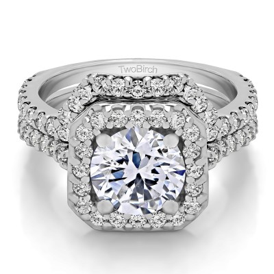 Round Halo Engagement Ring  Bridal Set (2 Rings) (2.56 Ct. Twt.)
