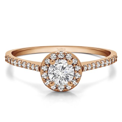 0.74 Ct. Delicate Round Halo Engagement Ring in Rose Gold