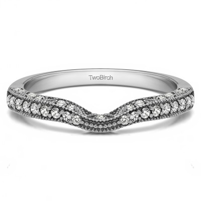 0.296 Carat Notched Vintage Millgrained Matching Wedding Ring