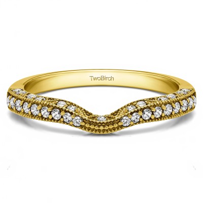 0.296 Carat Notched Vintage Millgrained Matching Wedding Ring